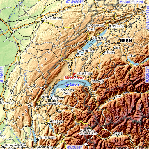 Topographic map of Blécherette