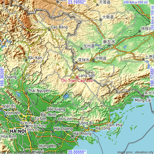 Topographic map of Thị Trấn Cao Lộc