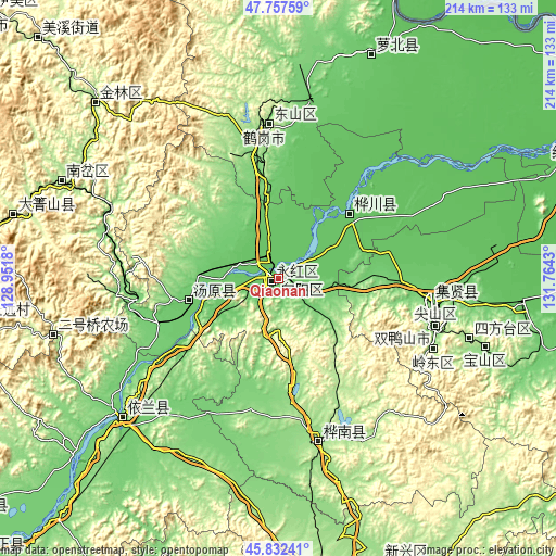 Topographic map of Qiaonan