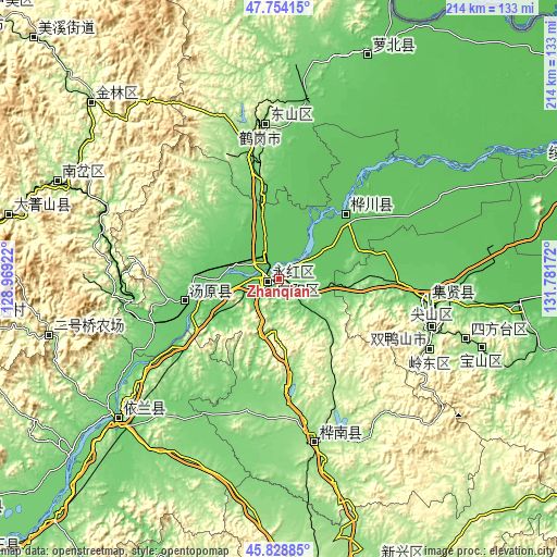 Topographic map of Zhanqian