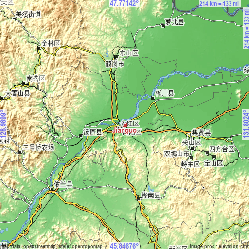 Topographic map of Jianguo