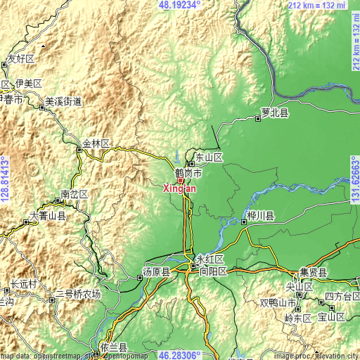 Topographic map of Xing’an