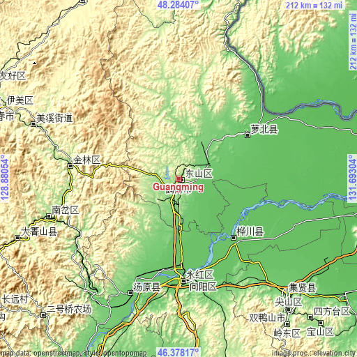Topographic map of Guangming