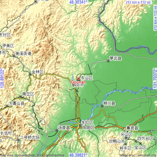 Topographic map of Gounan