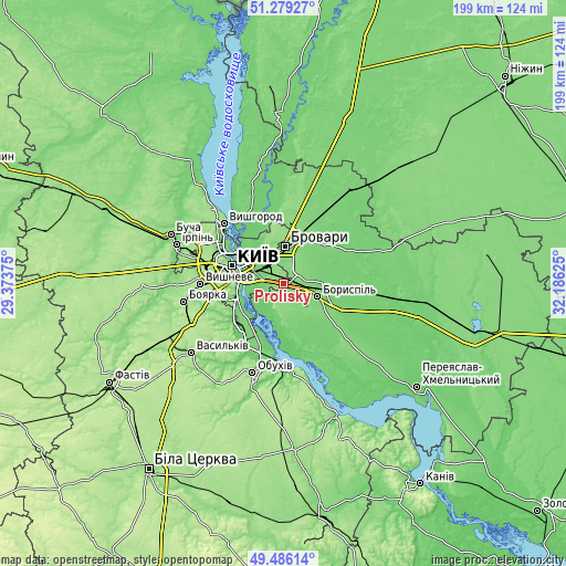 Topographic map of Prolisky