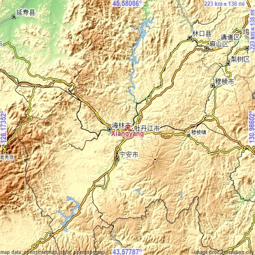 Topographic map of Xiangyang
