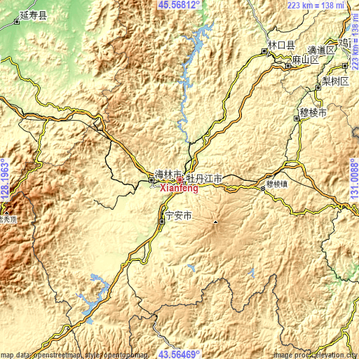Topographic map of Xianfeng