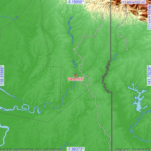 Topographic map of Getentiri