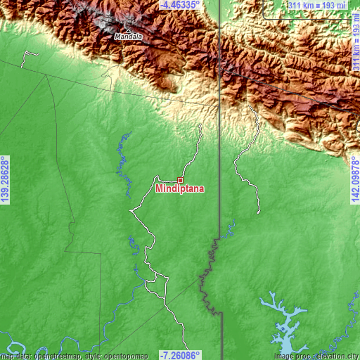 Topographic map of Mindiptana