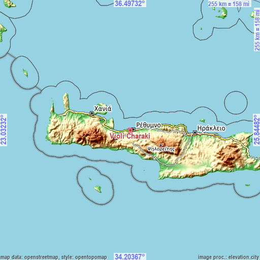 Topographic map of Violí Charáki