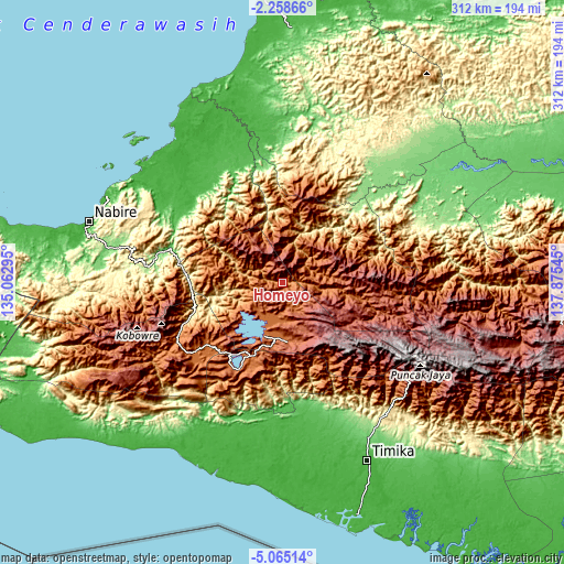 Topographic map of Homeyo