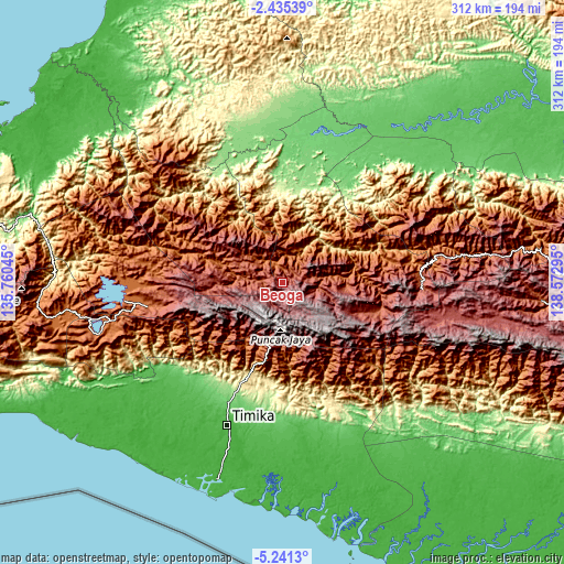 Topographic map of Beoga