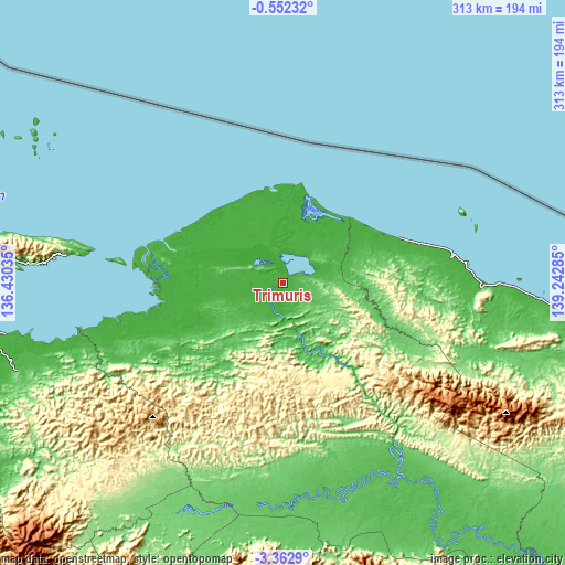Topographic map of Trimuris