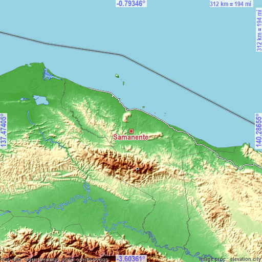 Topographic map of Samanente