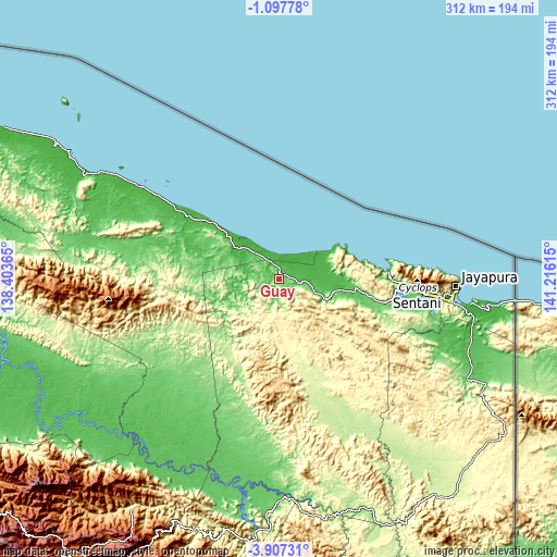 Topographic map of Guay