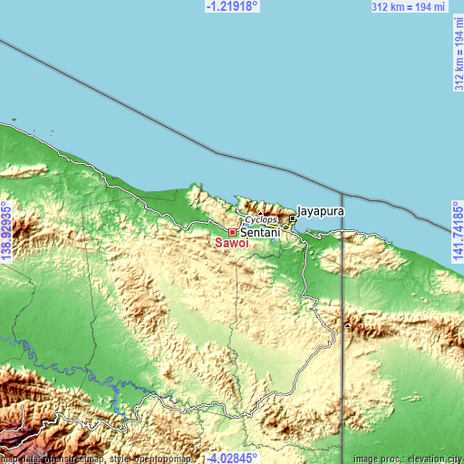 Topographic map of Sawoi