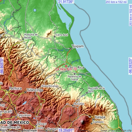 Topographic map of La Isla Km 10