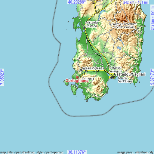 Topographic map of Cortoghiana