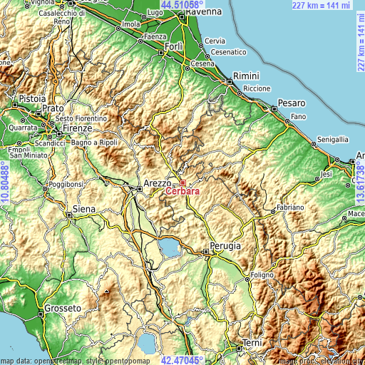 Topographic map of Cerbara