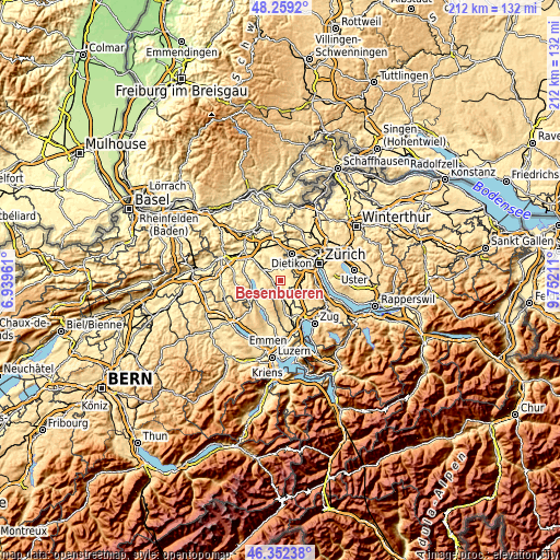 Topographic map of Besenbüren