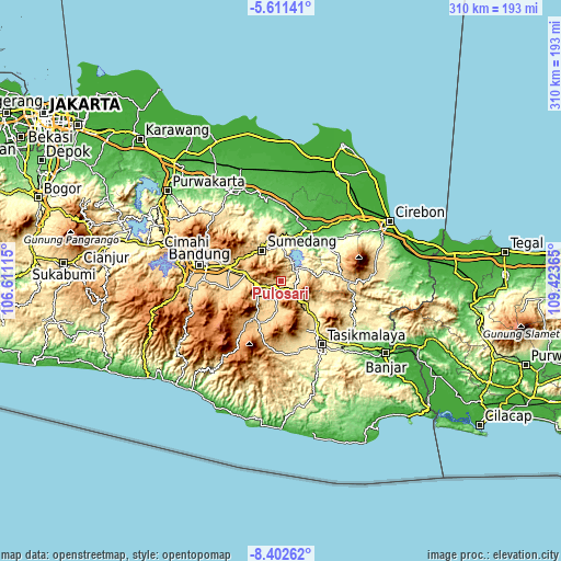 Topographic map of Pulosari