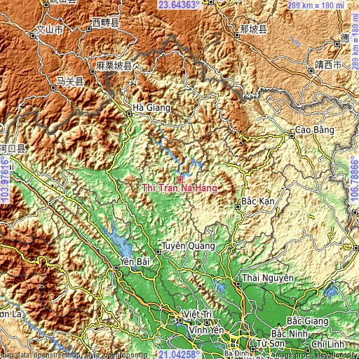 Topographic map of Thị Trấn Na Hang