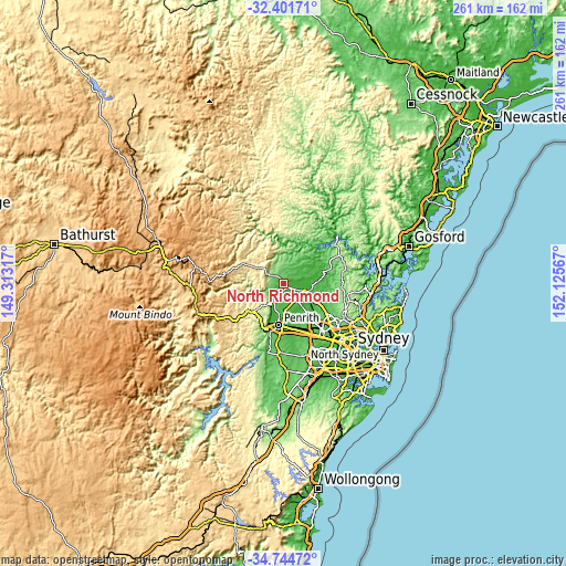 Topographic map of North Richmond