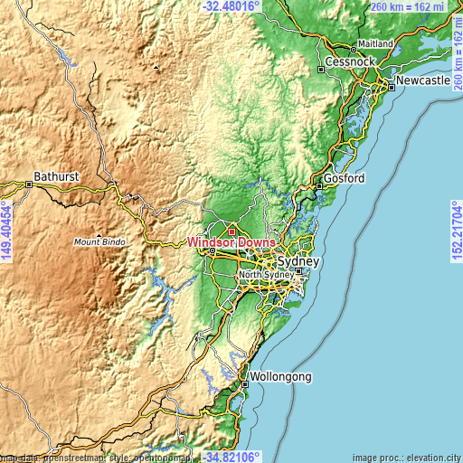 Topographic map of Windsor Downs