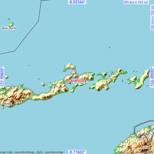 Topographic map of Larantuka