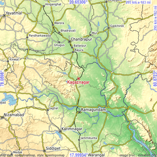 Topographic map of Kagaznāgār