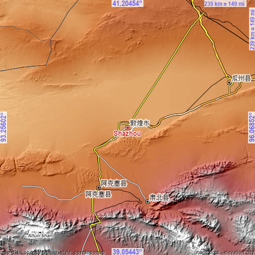 Topographic map of Shazhou