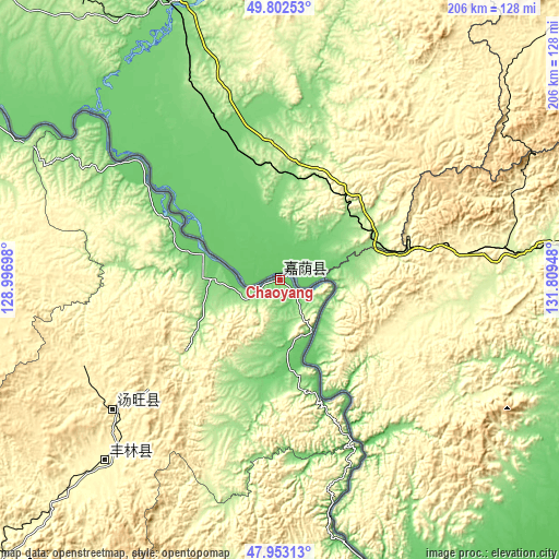 Topographic map of Chaoyang