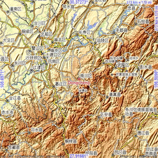 Topographic map of Dongcheng