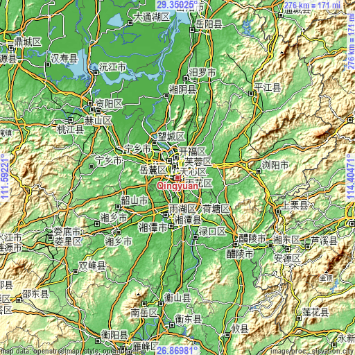 Topographic map of Qingyuan