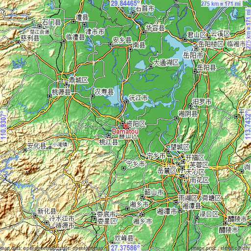 Topographic map of Damatou