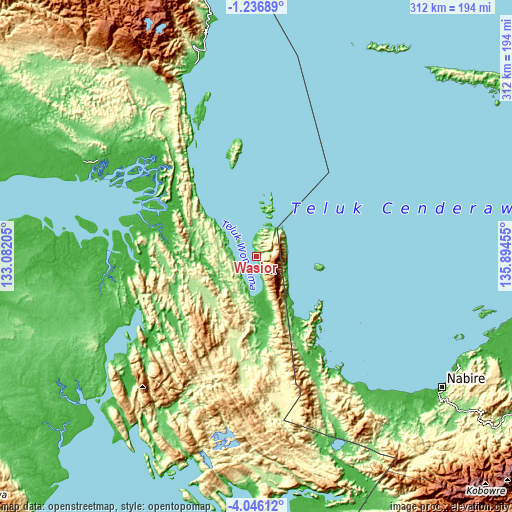 Topographic map of Wasior