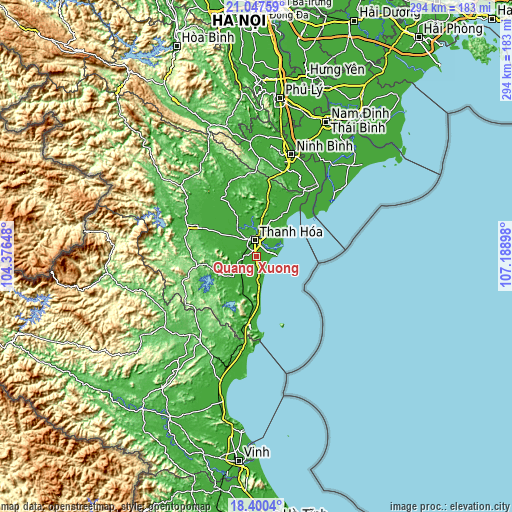 Topographic map of Quảng Xương
