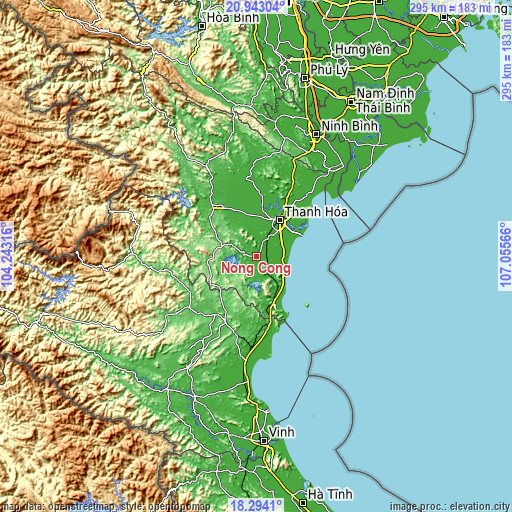 Topographic map of Nông Cống