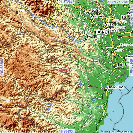 Topographic map of Quan Sơn