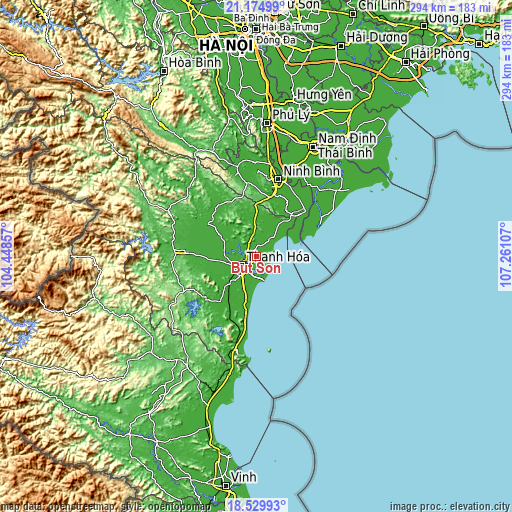 Topographic map of Bút Sơn