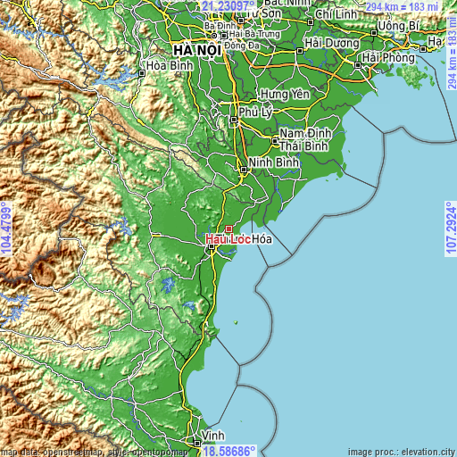 Topographic map of Hậu Lộc