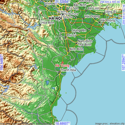 Topographic map of Hà Trung