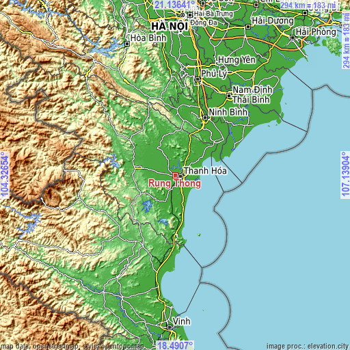 Topographic map of Rừng Thông