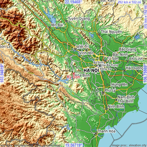 Topographic map of Kỳ Sơn