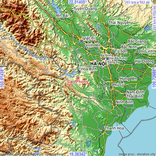 Topographic map of Cao Phong