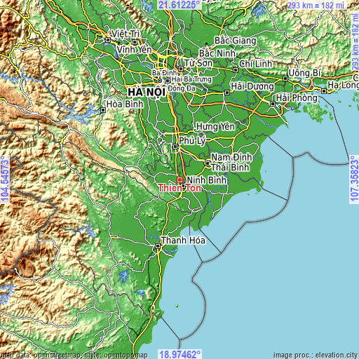 Topographic map of Thiên Tồn
