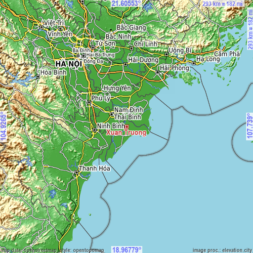 Topographic map of Xuân Trường