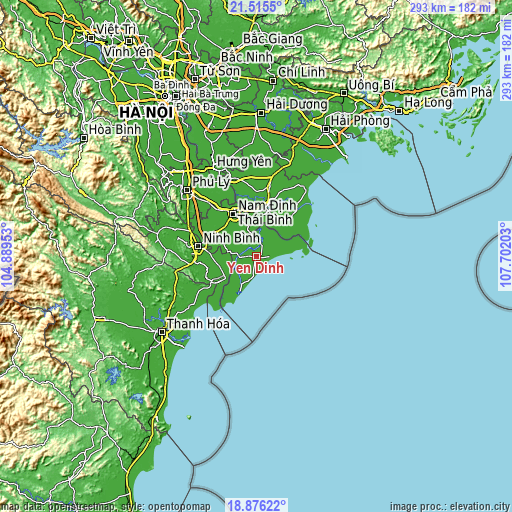 Topographic map of Yên Định