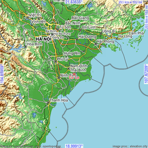 Topographic map of Cổ Lễ