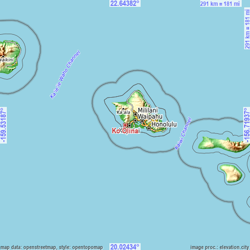 Topographic map of Ko Olina